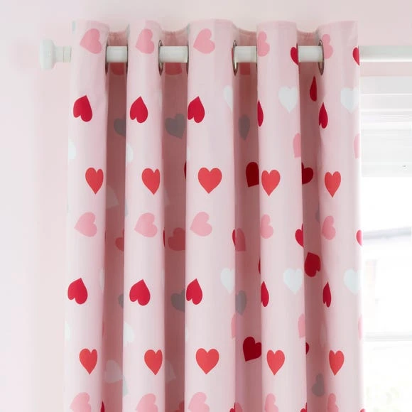 Dunelm Loveable Hearts Blackout Eyelet Curtains Pink, Cotton, Kids 5 Dunelm Loveable Hearts Blackout Eyelet Curtains Pink, Cotton, Kids - Image 5