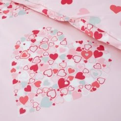 Dunelm Loveable Hearts Duvet Cover and Pillowcase Set Reversible, Duvet Cover Sets, Pink -Eve Home And Furniture Shop 1000063867 alt02