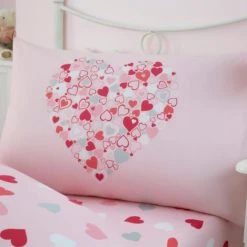 Dunelm Loveable Hearts Duvet Cover and Pillowcase Set Reversible, Duvet Cover Sets, Pink -Eve Home And Furniture Shop 1000063867 alt04