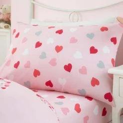 Dunelm Loveable Hearts Duvet Cover and Pillowcase Set Reversible, Duvet Cover Sets, Pink -Eve Home And Furniture Shop 1000063867 alt05