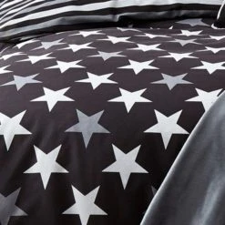 Dunelm Stars Black 25cm Fitted Sheet Striped, Fitted Sheets, Polycotton -Eve Home And Furniture Shop 1000071284 alt03