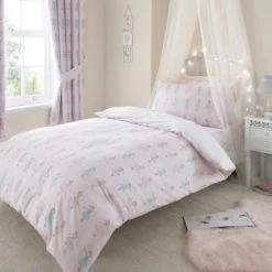 Dunelm Fairies Pink Duvet Cover and Pillowcase Set Polycotton, Duvet Cover Sets -Eve Home And Furniture Shop 1000074877 alt01