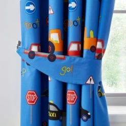 Dunelm Transport Blue Blackout Eyelet Curtains Kids -Eve Home And Furniture Shop 1000076038 alt01