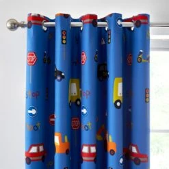 Dunelm Transport Blue Blackout Eyelet Curtains Kids -Eve Home And Furniture Shop 1000076038 alt02