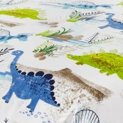 Dunelm Roar! Dinosaur Reversible Green Duvet Cover and Pillowcase Set Polycotton, Animals, Duvet Cover Sets -Eve Home And Furniture Shop 1000085316 alt01