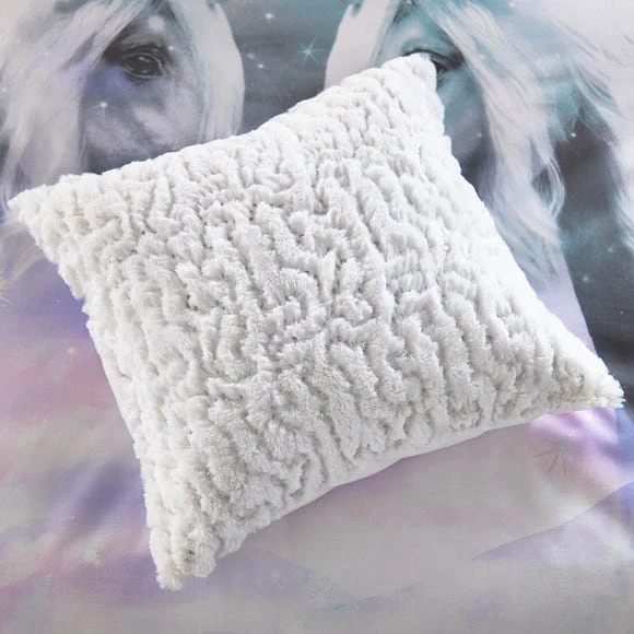 Dunelm Faux Fur White Sequin Cushion Kids Cushion 4 Dunelm Faux Fur White Sequin Cushion Kids Cushion - Image 4