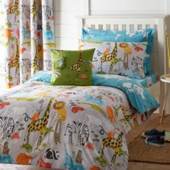 Dunelm My World Reversible Duvet Cover and Pillowcase Set Animals, Blue, Duvet Cover Sets -Eve Home And Furniture Shop 1000109424 alt05
