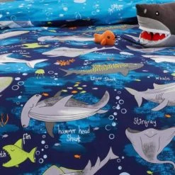 Dunelm Sharks Reversible Duvet Cover and Pillowcase Set Animals, Polycotton, Duvet Cover Sets -Eve Home And Furniture Shop 1000109485 alt01