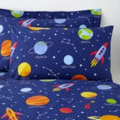 Dunelm Space Glow in the Dark Duvet Cover and Pillowcase Set Duvet Cover Sets, Navy (Blue), Patterned -Eve Home And Furniture Shop 1000109491 alt05