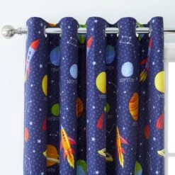 Dunelm Space Navy Blackout Eyelet Kids Curtains Eyelet Curtains, Navy (Blue), Polycotton -Eve Home And Furniture Shop 1000109494 alt02