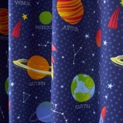 Dunelm Space Navy Blackout Eyelet Kids Curtains Eyelet Curtains, Navy (Blue), Polycotton -Eve Home And Furniture Shop 1000109494 alt03