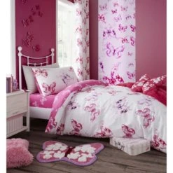 Catherine Lansfield Butterfly Pink Single Duvet Cover and Pillowcase Set Reversible, Duvet Cover Sets, Butterflies 6 Catherine Lansfield Butterfly Pink Single Duvet Cover and Pillowcase Set Reversible, Duvet Cover Sets, Butterflies -Eve Home And Furniture Shop 1000115235 alt01