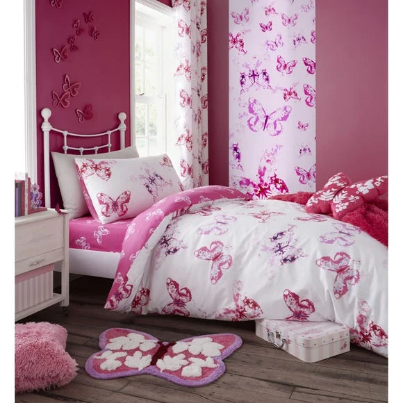 Catherine Lansfield Butterfly Pink Single Duvet Cover and Pillowcase Set Reversible, Duvet Cover Sets, Butterflies 3 Catherine Lansfield Butterfly Pink Single Duvet Cover and Pillowcase Set Reversible, Duvet Cover Sets, Butterflies - Image 3