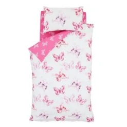 Catherine Lansfield Butterfly Pink Single Duvet Cover and Pillowcase Set Reversible, Duvet Cover Sets, Butterflies 7 Catherine Lansfield Butterfly Pink Single Duvet Cover and Pillowcase Set Reversible, Duvet Cover Sets, Butterflies -Eve Home And Furniture Shop 1000115235 alt02