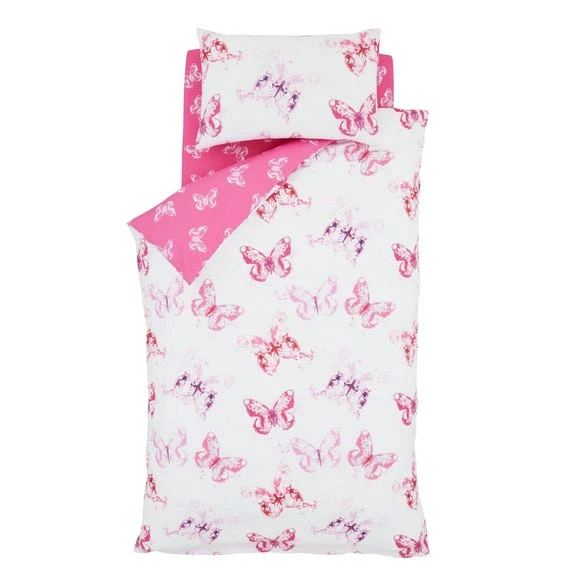 Catherine Lansfield Butterfly Pink Single Duvet Cover and Pillowcase Set Reversible, Duvet Cover Sets, Butterflies 4 Catherine Lansfield Butterfly Pink Single Duvet Cover and Pillowcase Set Reversible, Duvet Cover Sets, Butterflies - Image 4