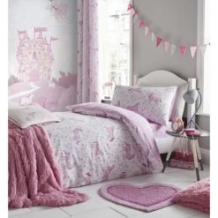 Catherine Lansfield Folk Unicorn Pink Duvet Cover and Pillowcase Set Polycotton, Animals, Duvet Cover Sets -Eve Home And Furniture Shop 1000115238 alt01