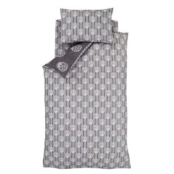 Catherine Lansfield Skulls Grey Single Duvet Cover and Pillowcase Set Polycotton, Patterned, Reversible -Eve Home And Furniture Shop 1000115240 alt02
