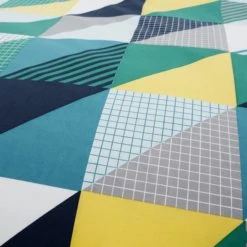 Dunelm Geo Green 2 Pack Duvet Cover and Pillowcase Set Reversible, Duvet Cover Sets, Polycotton -Eve Home And Furniture Shop 1000117500 alt01