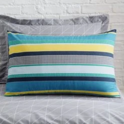 Dunelm Geo Green 2 Pack Duvet Cover and Pillowcase Set Reversible, Duvet Cover Sets, Polycotton -Eve Home And Furniture Shop 1000117500 alt05