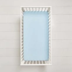 Dunelm Pack of 2 Blue 100% Cotton Jersey Cot Fitted Sheets Plain -Eve Home And Furniture Shop 1000117517 alt02