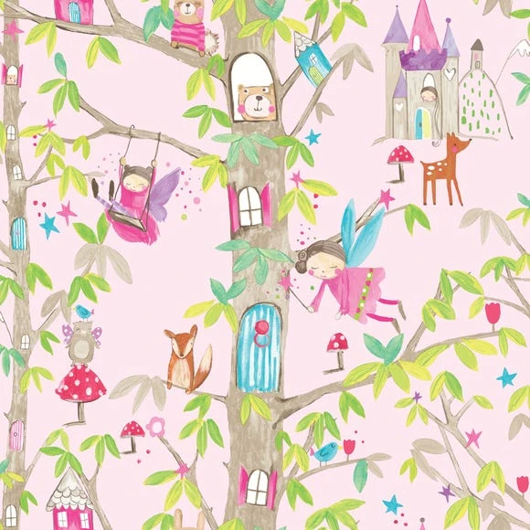 Arthouse Woodland Fairies Pink Wallpaper Paper, Patterned 3 Arthouse Woodland Fairies Pink Wallpaper Paper, Patterned - Image 3