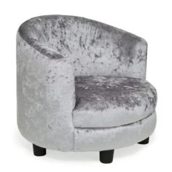 Dunelm Kids Silver Crushed Velvet Chair Kids Chair -Eve Home And Furniture Shop 1000139694 alt02