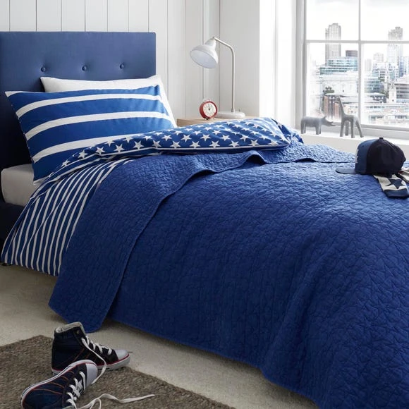 Dunelm Blue Stars Bedspread Quilted, Bedspreads & Runners, Polyester 2 Dunelm Blue Stars Bedspread Quilted, Bedspreads & Runners, Polyester - Image 2