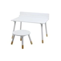 Dunelm Kids White Desk and Stool Natural History Museum Modern Skandi, Wood, Kids Tables -Eve Home And Furniture Shop 1000140314 alt01