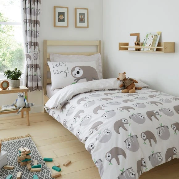 Dunelm Sloth Duvet Cover and Pillowcase Set Polycotton, Natural, Duvet Cover Sets 2 Dunelm Sloth Duvet Cover and Pillowcase Set Polycotton, Natural, Duvet Cover Sets - Image 2