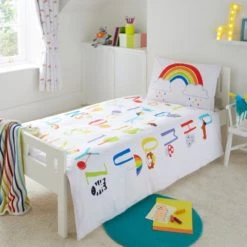 Dunelm Rainbow 100% Cotton Cot Bed Duvet Cover and Pillowcase Set Reversible, Duvet Cover Sets, Patterned -Eve Home And Furniture Shop 1000151245 alt02