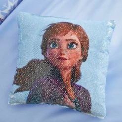 Disney Frozen 2 Anna and Elsa Alternating Image Sequin Cushion Polyester, Kids Cushion, Patterned -Eve Home And Furniture Shop 1000156595 alt01