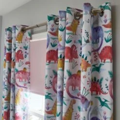 Dunelm Dinosaur Pink Blackout Eyelet Curtains Animals, Polycotton -Eve Home And Furniture Shop 1000160560 alt05