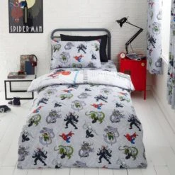 Disney Marvel Spider-Man Duvet Cover and Pillowcase Set Patterned, White, Polycotton -Eve Home And Furniture Shop 1000160610 alt01