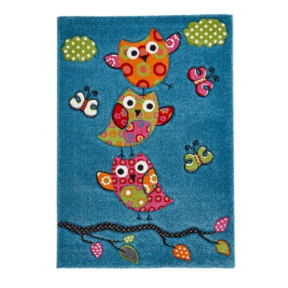 Dunelm Blue Owls Rug Polyester, Animals, Rugs 3 Dunelm Blue Owls Rug Polyester, Animals, Rugs - Image 3
