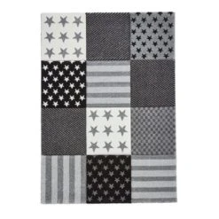 Dunelm Grey Stars and Stripes Rug Rugs, Patterned, Polyester -Eve Home And Furniture Shop 1000161029 alt01