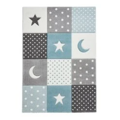 Dunelm Blue Moons and Stars Dot Rug Polyester, Rugs, Patterned -Eve Home And Furniture Shop 1000161031 alt01