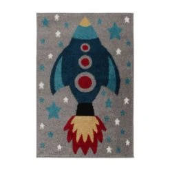 Dunelm Space Rocket Rug Polypropylene, Patterned, Rugs -Eve Home And Furniture Shop 1000161285 alt01