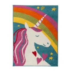 Dunelm Unicorn Rainbow Rug Rugs, Polypropylene, Patterned -Eve Home And Furniture Shop 1000161287 alt01