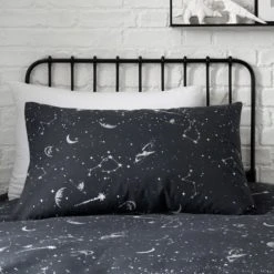Dunelm Black Space Dinosaur Single Duvet Cover and Pillowcase Set Duvet Cover Sets, Reversible, Printed -Eve Home And Furniture Shop 1000167402 alt02