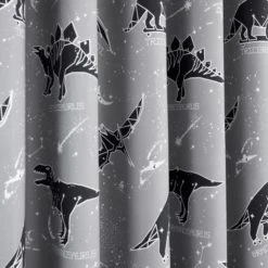 Dunelm Black Space Dinosaur Blackout Eyelet Curtains Printed, Polycotton -Eve Home And Furniture Shop 1000167404 alt02