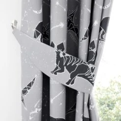 Dunelm Black Space Dinosaur Blackout Eyelet Curtains Printed, Polycotton -Eve Home And Furniture Shop 1000167404 alt03