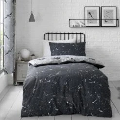 Dunelm Black Space Dinosaur Blackout Eyelet Curtains Printed, Polycotton -Eve Home And Furniture Shop 1000167404 alt04