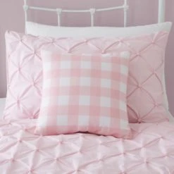 Dunelm Pintuck Pink Polka Dot 100% Cotton Duvet Cover and Pillowcase Set Duvet Cover Sets, Reversible, Printed -Eve Home And Furniture Shop 1000167408 alt03