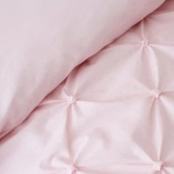 Dunelm Pintuck Pink Polka Dot 100% Cotton Duvet Cover and Pillowcase Set Duvet Cover Sets, Reversible, Printed -Eve Home And Furniture Shop 1000167408 alt05