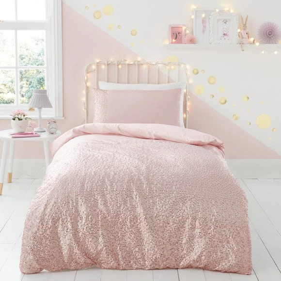 Dunelm Sequin Pink Duvet Cover and Pillowcase Set Duvet Cover Sets, Patterned, Polycotton 2 Dunelm Sequin Pink Duvet Cover and Pillowcase Set Duvet Cover Sets, Patterned, Polycotton - Image 2