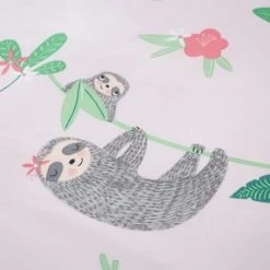 Dunelm Pink Pretty Sloth Duvet Cover and Pillowcase Set Reversible, Printed, Polycotton -Eve Home And Furniture Shop 1000167412 alt06