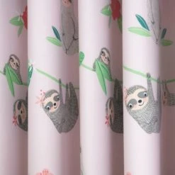 Dunelm Pink Pretty Sloth Blackout Eyelet Curtains Printed, Polycotton -Eve Home And Furniture Shop 1000167413 alt03