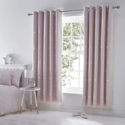Dunelm Pink Tufted Hearts Blackout Eyelet Curtains Cotton -Eve Home And Furniture Shop 1000167420 alt01