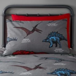 Dunelm Dinosaur Friends Grey 100% Cotton Duvet Cover and Pillowcase Set Reversible, Duvet Cover Sets, Printed 9 Dunelm Dinosaur Friends Grey 100% Cotton Duvet Cover and Pillowcase Set Reversible, Duvet Cover Sets, Printed -Eve Home And Furniture Shop 1000167422 alt01