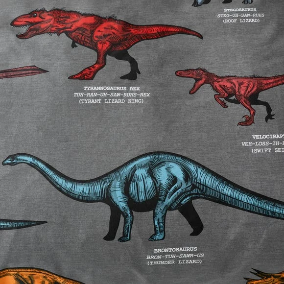 Dunelm Dinosaur Friends Grey 100% Cotton Duvet Cover and Pillowcase Set Reversible, Duvet Cover Sets, Printed 4 Dunelm Dinosaur Friends Grey 100% Cotton Duvet Cover and Pillowcase Set Reversible, Duvet Cover Sets, Printed - Image 4